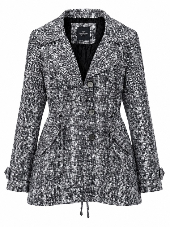 Faded Glory Jackets & Blazers - Faded Glory Women's L Black White Print Belted Lightweight Trench Coat Jacket